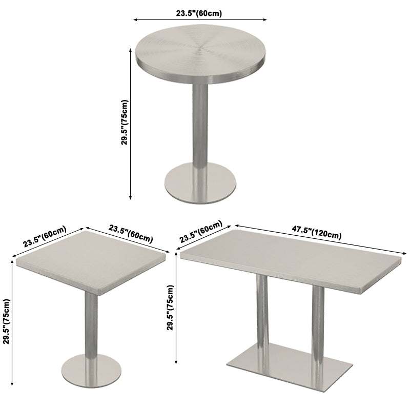 Industrial Stainless Steel Dining Table Metal Base Table for Dinning Room Clearhalo ' dining_table' 'Dining Tables & Seating' 'Dining Tables' 'furn' 'furn_dining_table' 'Furniture' 'furniture_dining_table' 'Kitchen & Dining Furniture' 'kitchen&dining_furn' 'kitchen' 'kitchen_dining_table' 3757045