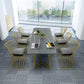 Rectangle Double Pedestal Glam Dining Table Two-Color Fixed Table of Sintered Stone Clearhalo ' dining_table' 'Dining Tables & Seating' 'Dining Tables' 'furn' 'furn_dining_table' 'Furniture' 'furniture_dining_table' 'Kitchen & Dining Furniture' 'kitchen&dining_furn' 'kitchen' 'kitchen_dining_table' 3757047