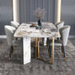 Minimalist Gray Sintered Stone Dining Table Rectangle Standard Dining Table with Sled Base Clearhalo ' dining_table' 'Dining Tables & Seating' 'Dining Tables' 'furn' 'furn_dining_table' 'Furniture' 'furniture_dining_table' 'Kitchen & Dining Furniture' 'kitchen&dining_furn' 'kitchen' 'kitchen_dining_table' 3757061