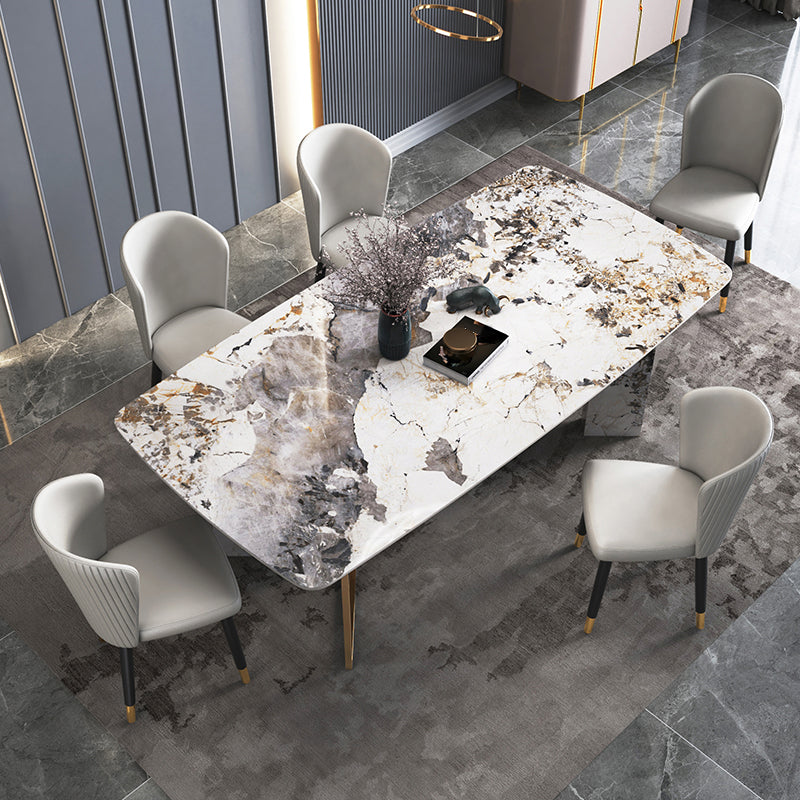 Minimalist Gray Sintered Stone Dining Table Rectangle Standard Dining Table with Sled Base Clearhalo ' dining_table' 'Dining Tables & Seating' 'Dining Tables' 'furn' 'furn_dining_table' 'Furniture' 'furniture_dining_table' 'Kitchen & Dining Furniture' 'kitchen&dining_furn' 'kitchen' 'kitchen_dining_table' 3757062