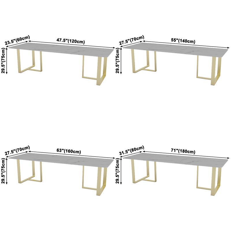 Rectangle White Dining Table Sintered Stone Table Luxury with Double Pedestal Clearhalo ' dining_table' 'Dining Tables & Seating' 'Dining Tables' 'furn' 'furn_dining_table' 'Furniture' 'furniture_dining_table' 'Kitchen & Dining Furniture' 'kitchen&dining_furn' 'kitchen' 'kitchen_dining_table' 3757095