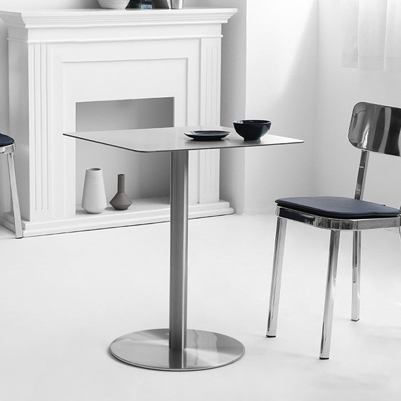 Stainless Steel Industrial Dining Table Tulip Base Dining Table for Home Use Clearhalo ' dining_table' 'Dining Tables & Seating' 'Dining Tables' 'furn' 'furn_dining_table' 'Furniture' 'furniture_dining_table' 'Kitchen & Dining Furniture' 'kitchen&dining_furn' 'kitchen' 'kitchen_dining_table' 3757103