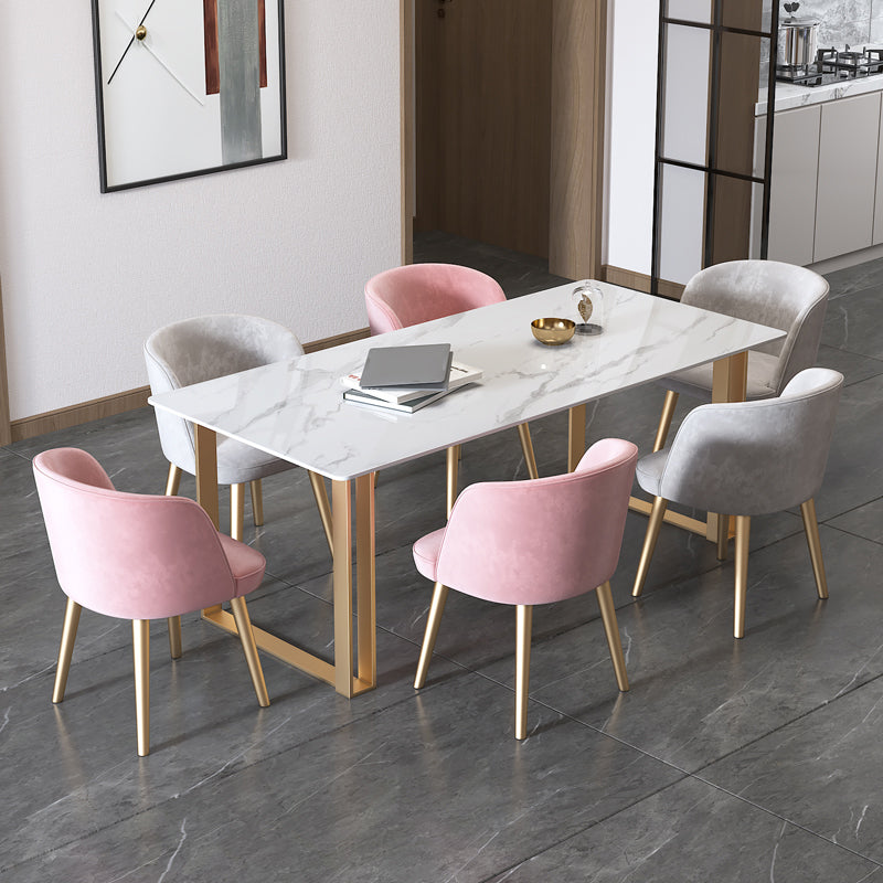 Traditional Luxury Rectangle Dining Table Sintered Stone Dining Table with Double Pedestal Clearhalo ' dining_table' 'Dining Tables & Seating' 'Dining Tables' 'furn' 'furn_dining_table' 'Furniture' 'furniture_dining_table' 'Kitchen & Dining Furniture' 'kitchen&dining_furn' 'kitchen' 'kitchen_dining_table' 3757117