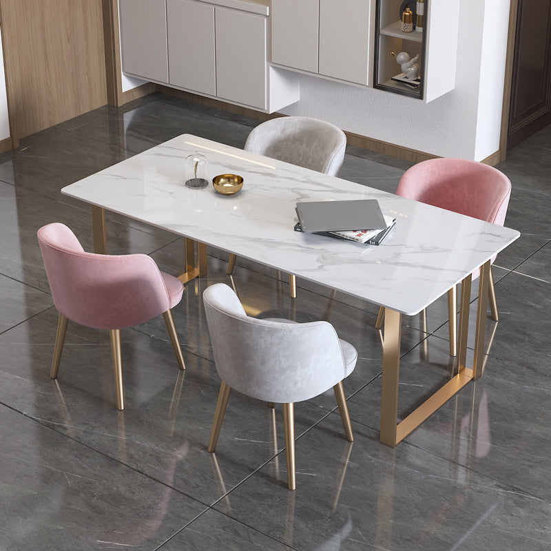 Traditional Luxury Rectangle Dining Table Sintered Stone Dining Table with Double Pedestal Clearhalo ' dining_table' 'Dining Tables & Seating' 'Dining Tables' 'furn' 'furn_dining_table' 'Furniture' 'furniture_dining_table' 'Kitchen & Dining Furniture' 'kitchen&dining_furn' 'kitchen' 'kitchen_dining_table' 3757118