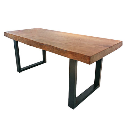 Contemporary Brown Rectangle Shape Dining Table Solid Wood Dining Table with Trestle Base Without Chairs Clearhalo ' dining_table' 'Dining Tables & Seating' 'Dining Tables' 'furn' 'furn_dining_table' 'Furniture' 'furniture_dining_table' 'Kitchen & Dining Furniture' 'kitchen&dining_furn' 'kitchen' 'kitchen_dining_table' 3757130