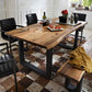 Contemporary Brown Rectangle Shape Dining Table Solid Wood Dining Table with Trestle Base Clearhalo ' dining_table' 'Dining Tables & Seating' 'Dining Tables' 'furn' 'furn_dining_table' 'Furniture' 'furniture_dining_table' 'Kitchen & Dining Furniture' 'kitchen&dining_furn' 'kitchen' 'kitchen_dining_table' 3757134