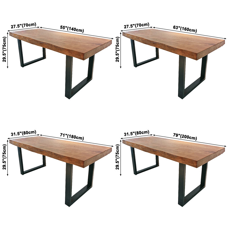 Contemporary Brown Rectangle Shape Dining Table Solid Wood Dining Table with Trestle Base Clearhalo ' dining_table' 'Dining Tables & Seating' 'Dining Tables' 'furn' 'furn_dining_table' 'Furniture' 'furniture_dining_table' 'Kitchen & Dining Furniture' 'kitchen&dining_furn' 'kitchen' 'kitchen_dining_table' 3757135