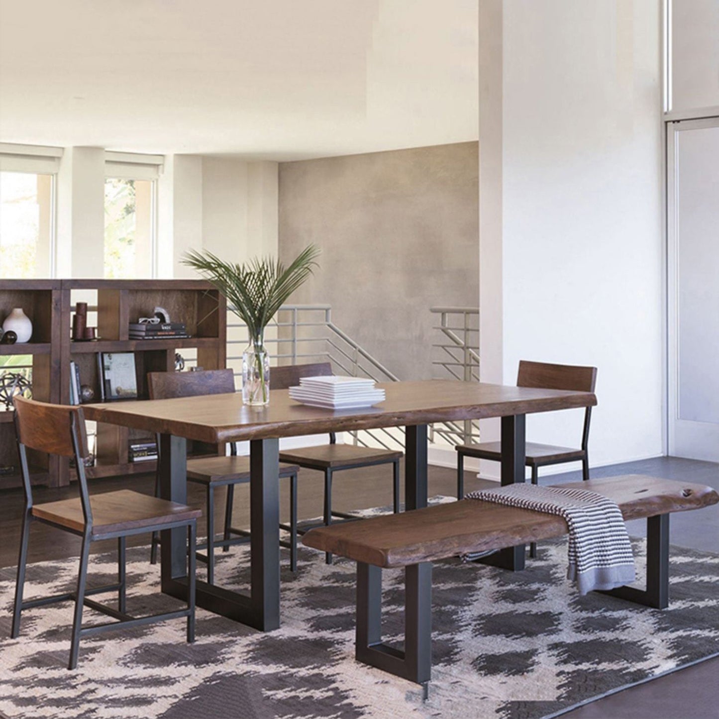 Contemporary Brown Rectangle Shape Dining Table Solid Wood Dining Table with Trestle Base Clearhalo ' dining_table' 'Dining Tables & Seating' 'Dining Tables' 'furn' 'furn_dining_table' 'Furniture' 'furniture_dining_table' 'Kitchen & Dining Furniture' 'kitchen&dining_furn' 'kitchen' 'kitchen_dining_table' 3757136