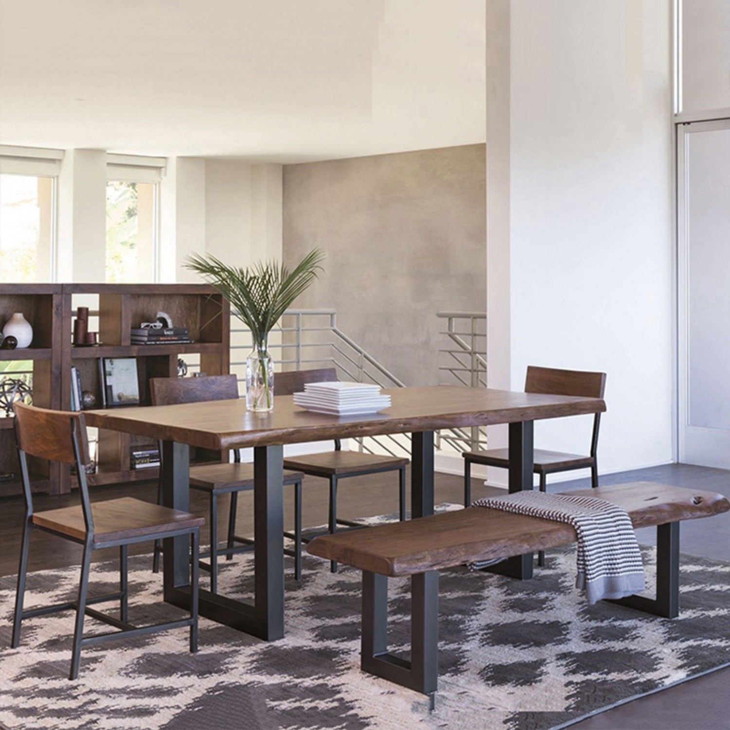 Contemporary Brown Rectangle Shape Dining Table Solid Wood Dining Table with Trestle Base Clearhalo ' dining_table' 'Dining Tables & Seating' 'Dining Tables' 'furn' 'furn_dining_table' 'Furniture' 'furniture_dining_table' 'Kitchen & Dining Furniture' 'kitchen&dining_furn' 'kitchen' 'kitchen_dining_table' 3757136
