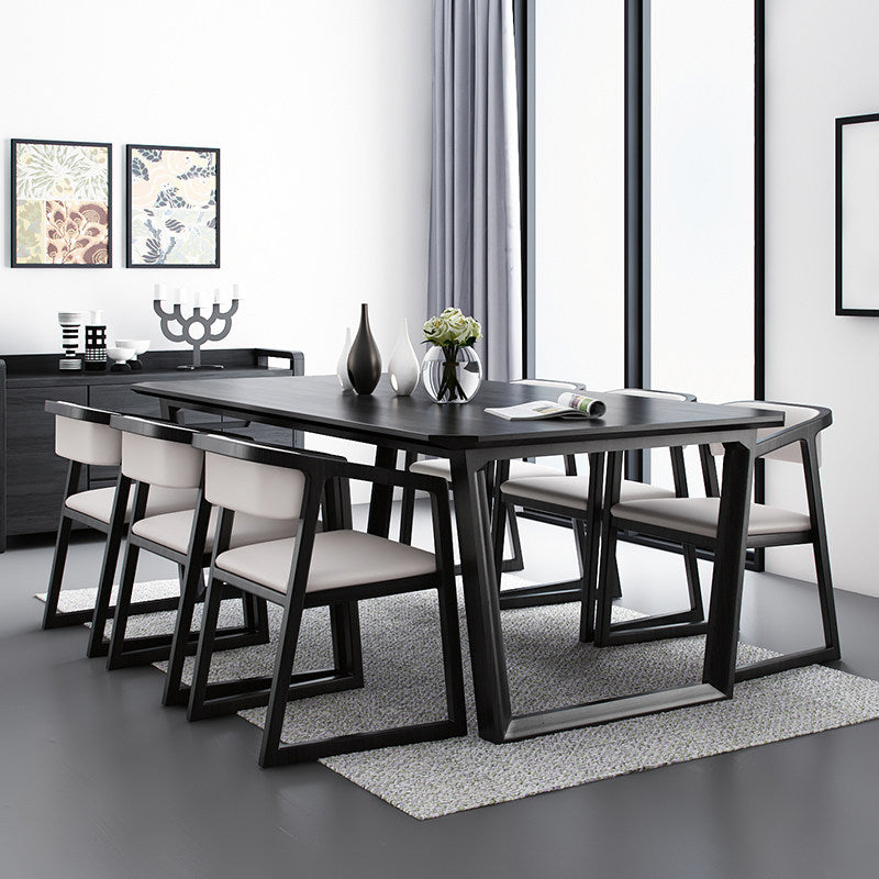 Modern Style Home Dining Table Rectangular Shape Table with Double Pedestal Clearhalo ' dining_table' 'Dining Tables & Seating' 'Dining Tables' 'furn' 'furn_dining_table' 'Furniture' 'furniture_dining_table' 'Kitchen & Dining Furniture' 'kitchen&dining_furn' 'kitchen' 'kitchen_dining_table' 3757158