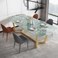 Metal Traditional Luxury Rectangle Indoor Table Sintered Stone Table with Trestle Clearhalo ' dining_table' 'Dining Tables & Seating' 'Dining Tables' 'furn' 'furn_dining_table' 'Furniture' 'furniture_dining_table' 'Kitchen & Dining Furniture' 'kitchen&dining_furn' 'kitchen' 'kitchen_dining_table' 3757166
