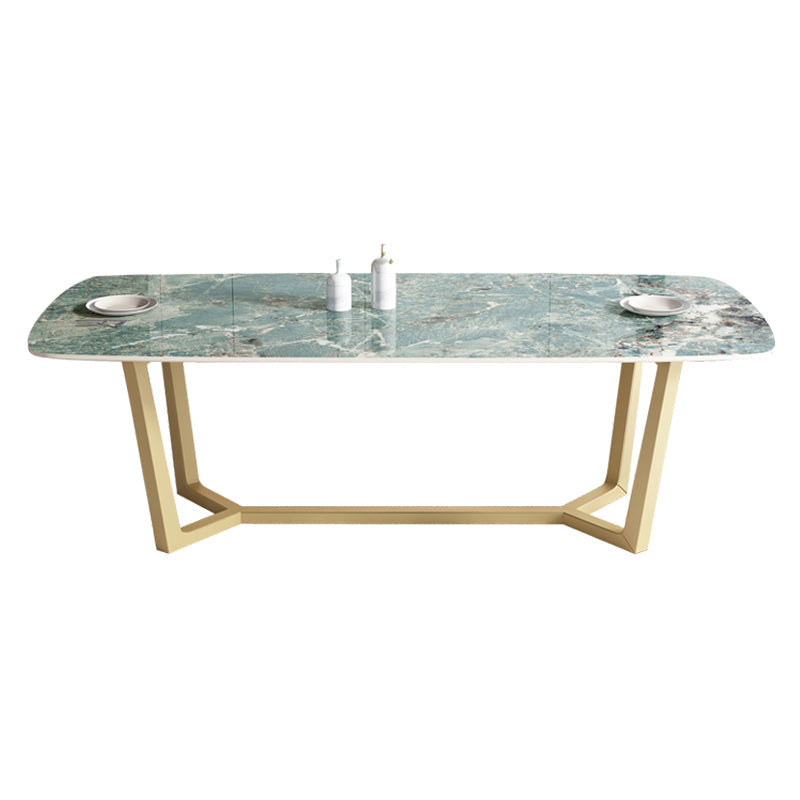 Metal Traditional Luxury Rectangle Indoor Table Sintered Stone Table with Trestle Without Chairs Clearhalo ' dining_table' 'Dining Tables & Seating' 'Dining Tables' 'furn' 'furn_dining_table' 'Furniture' 'furniture_dining_table' 'Kitchen & Dining Furniture' 'kitchen&dining_furn' 'kitchen' 'kitchen_dining_table' 3757169