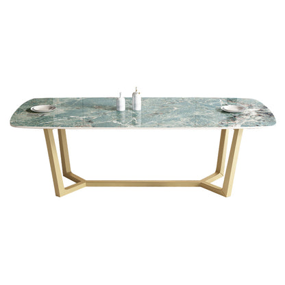 Metal Traditional Luxury Rectangle Indoor Table Sintered Stone Table with Trestle Without Chairs Clearhalo ' dining_table' 'Dining Tables & Seating' 'Dining Tables' 'furn' 'furn_dining_table' 'Furniture' 'furniture_dining_table' 'Kitchen & Dining Furniture' 'kitchen&dining_furn' 'kitchen' 'kitchen_dining_table' 3757169