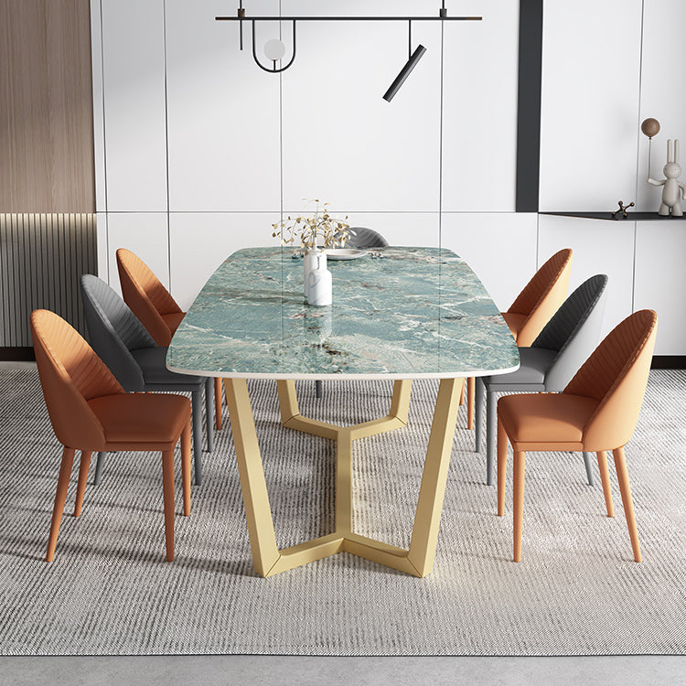 Metal Traditional Luxury Rectangle Indoor Table Sintered Stone Table with Trestle Clearhalo ' dining_table' 'Dining Tables & Seating' 'Dining Tables' 'furn' 'furn_dining_table' 'Furniture' 'furniture_dining_table' 'Kitchen & Dining Furniture' 'kitchen&dining_furn' 'kitchen' 'kitchen_dining_table' 3757175