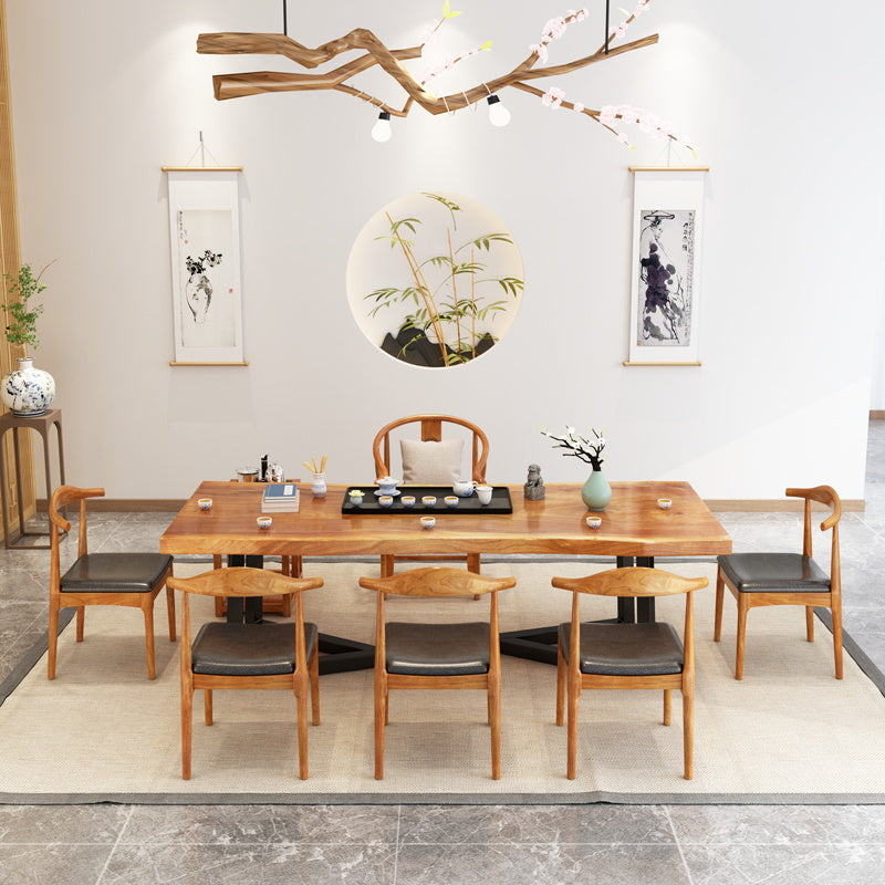 Industrial Rectangle Dining Table Pine Solid Wood Table with Black Trestle Base for Dining Room Clearhalo ' dining_table' 'Dining Tables & Seating' 'Dining Tables' 'furn' 'furn_dining_table' 'Furniture' 'furniture_dining_table' 'Kitchen & Dining Furniture' 'kitchen&dining_furn' 'kitchen' 'kitchen_dining_table' 3757179