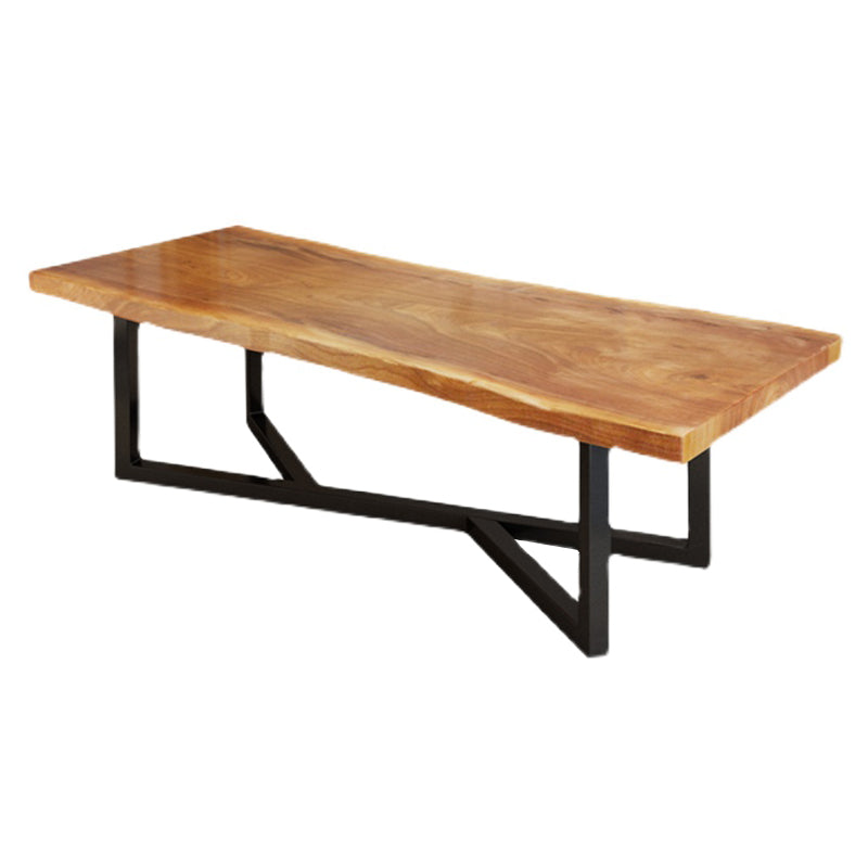 Industrial Rectangle Dining Table Pine Solid Wood Table with Black Trestle Base for Dining Room Without Chairs Clearhalo ' dining_table' 'Dining Tables & Seating' 'Dining Tables' 'furn' 'furn_dining_table' 'Furniture' 'furniture_dining_table' 'Kitchen & Dining Furniture' 'kitchen&dining_furn' 'kitchen' 'kitchen_dining_table' 3757181
