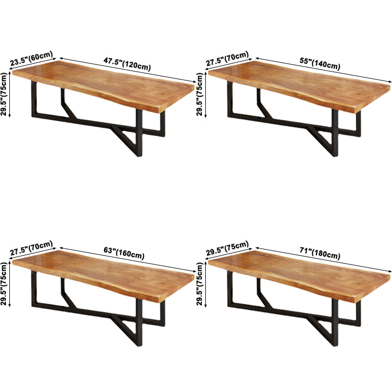 Industrial Rectangle Dining Table Pine Solid Wood Table with Black Trestle Base for Dining Room Clearhalo ' dining_table' 'Dining Tables & Seating' 'Dining Tables' 'furn' 'furn_dining_table' 'Furniture' 'furniture_dining_table' 'Kitchen & Dining Furniture' 'kitchen&dining_furn' 'kitchen' 'kitchen_dining_table' 3757185