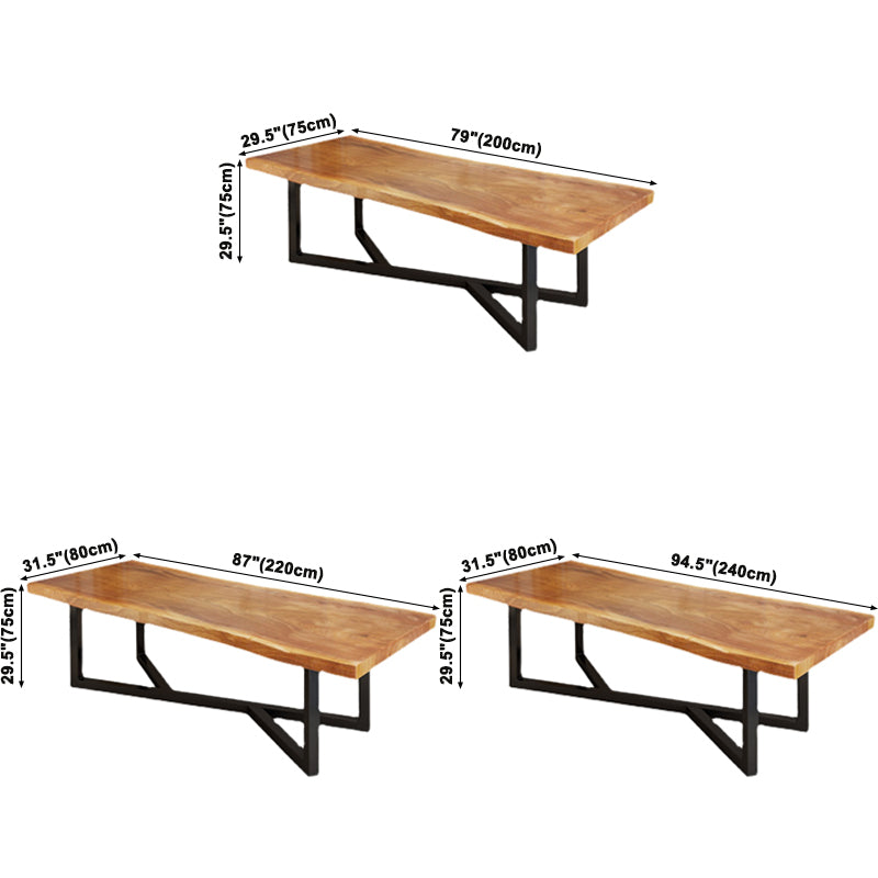 Industrial Rectangle Dining Table Pine Solid Wood Table with Black Trestle Base for Dining Room Clearhalo ' dining_table' 'Dining Tables & Seating' 'Dining Tables' 'furn' 'furn_dining_table' 'Furniture' 'furniture_dining_table' 'Kitchen & Dining Furniture' 'kitchen&dining_furn' 'kitchen' 'kitchen_dining_table' 3757186