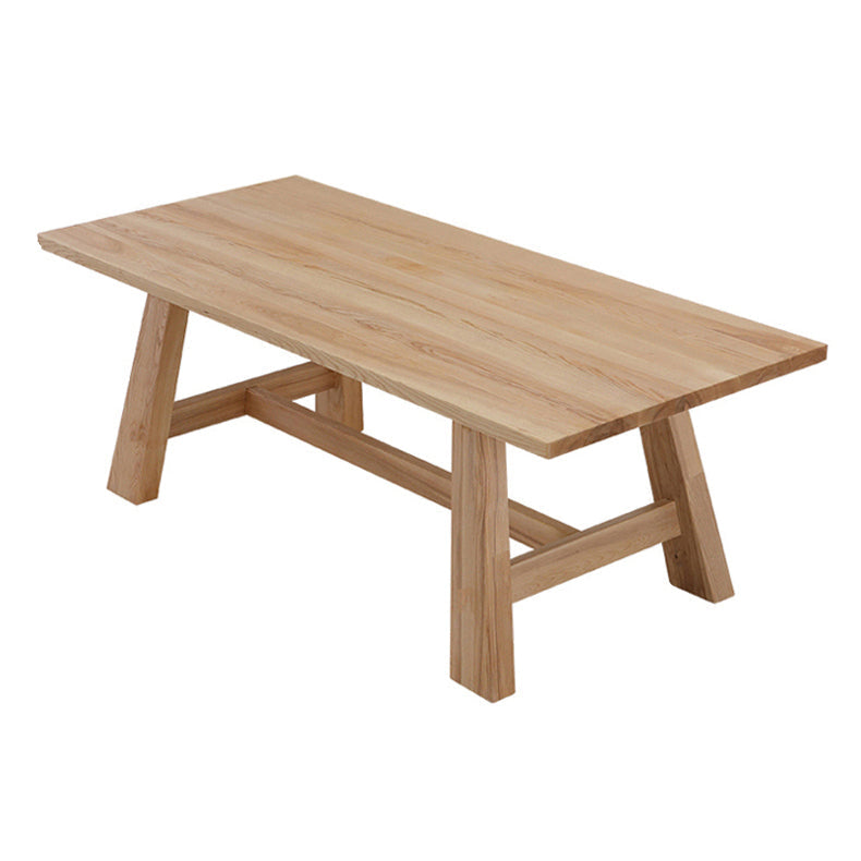 Modern Solid Wood Kitchen Dining Table Khaki Rectangle Shape Dining Table with Trestle Base Without Chairs Clearhalo ' dining_table' 'Dining Tables & Seating' 'Dining Tables' 'furn' 'furn_dining_table' 'Furniture' 'furniture_dining_table' 'Kitchen & Dining Furniture' 'kitchen&dining_furn' 'kitchen' 'kitchen_dining_table' 3757191