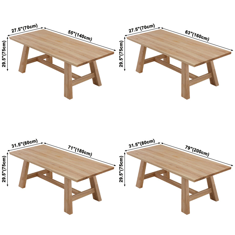 Modern Solid Wood Kitchen Dining Table Khaki Rectangle Shape Dining Table with Trestle Base Clearhalo ' dining_table' 'Dining Tables & Seating' 'Dining Tables' 'furn' 'furn_dining_table' 'Furniture' 'furniture_dining_table' 'Kitchen & Dining Furniture' 'kitchen&dining_furn' 'kitchen' 'kitchen_dining_table' 3757192