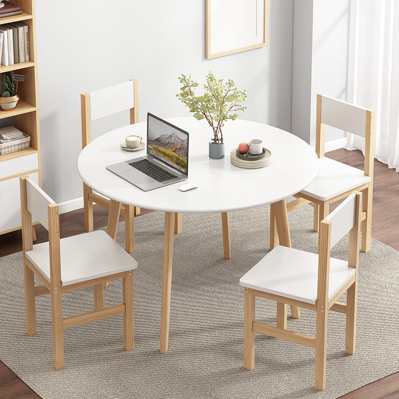 Round Solid Wood Two-Color Dining Table Simplicity 4 Legs Table for Dining Room Clearhalo ' dining_table' 'Dining Tables & Seating' 'Dining Tables' 'furn' 'furn_dining_table' 'Furniture' 'furniture_dining_table' 'Kitchen & Dining Furniture' 'kitchen&dining_furn' 'kitchen' 'kitchen_dining_table' 3757225