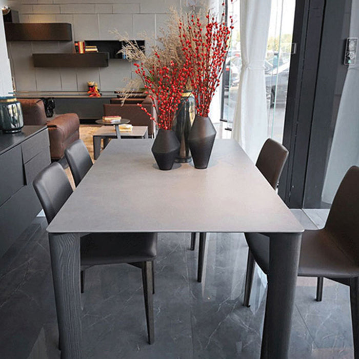 Modern Style Home Sintered Stone Dining Table Rectangular Shape Table with Ash Wood 4 Legs Base Clearhalo ' dining_table' 'Dining Tables & Seating' 'Dining Tables' 'furn' 'furn_dining_table' 'Furniture' 'furniture_dining_table' 'Kitchen & Dining Furniture' 'kitchen&dining_furn' 'kitchen' 'kitchen_dining_table' 3757240