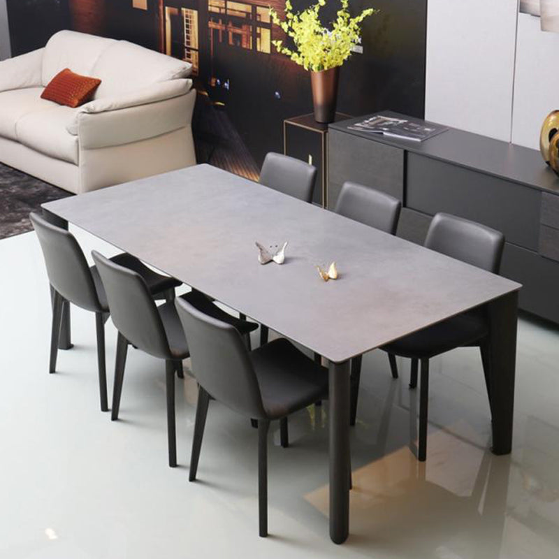 Modern Style Home Sintered Stone Dining Table Rectangular Shape Table with Ash Wood 4 Legs Base Without Chairs Clearhalo ' dining_table' 'Dining Tables & Seating' 'Dining Tables' 'furn' 'furn_dining_table' 'Furniture' 'furniture_dining_table' 'Kitchen & Dining Furniture' 'kitchen&dining_furn' 'kitchen' 'kitchen_dining_table' 3757241