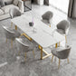 Sintered Stone White Dining Table Luxury Double Pedestal Table for Dining Room Clearhalo ' dining_table' 'Dining Tables & Seating' 'Dining Tables' 'furn' 'furn_dining_table' 'Furniture' 'furniture_dining_table' 'Kitchen & Dining Furniture' 'kitchen&dining_furn' 'kitchen' 'kitchen_dining_table' 3757257