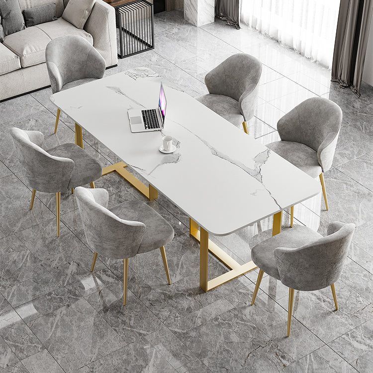 Sintered Stone White Dining Table Luxury Double Pedestal Table for Dining Room Clearhalo ' dining_table' 'Dining Tables & Seating' 'Dining Tables' 'furn' 'furn_dining_table' 'Furniture' 'furniture_dining_table' 'Kitchen & Dining Furniture' 'kitchen&dining_furn' 'kitchen' 'kitchen_dining_table' 3757257