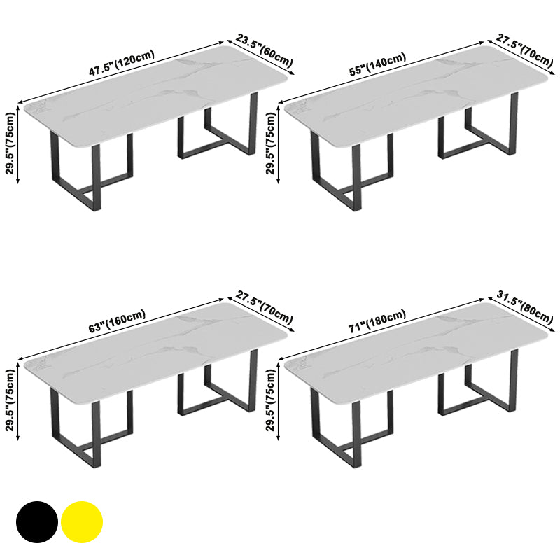 Sintered Stone White Dining Table Luxury Double Pedestal Table for Dining Room Clearhalo ' dining_table' 'Dining Tables & Seating' 'Dining Tables' 'furn' 'furn_dining_table' 'Furniture' 'furniture_dining_table' 'Kitchen & Dining Furniture' 'kitchen&dining_furn' 'kitchen' 'kitchen_dining_table' 3757265