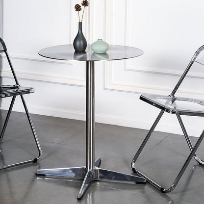 Stainless Steel Industrial Dining Table Pedestal Table for Dinning Room Round Clearhalo ' dining_table' 'Dining Tables & Seating' 'Dining Tables' 'Furniture' 'furniture_dining_table' 'Kitchen & Dining Furniture' 'kitchen&dining_furn' 'kitchen' 'kitchen_dining_table' 3757267