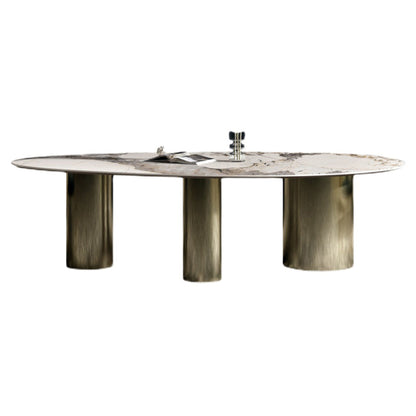 Traditional Luxury Oval Dining Table Sintered Stone Dining Table with 3 Legs Without Chairs Clearhalo ' dining_table' 'Dining Tables & Seating' 'Dining Tables' 'furn' 'furn_dining_table' 'Furniture' 'furniture_dining_table' 'Kitchen & Dining Furniture' 'kitchen&dining_furn' 'kitchen' 'kitchen_dining_table' 3757279