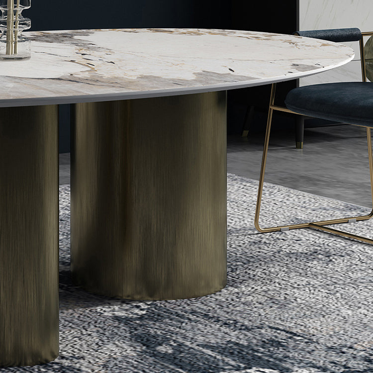 Traditional Luxury Oval Dining Table Sintered Stone Dining Table with 3 Legs Clearhalo ' dining_table' 'Dining Tables & Seating' 'Dining Tables' 'furn' 'furn_dining_table' 'Furniture' 'furniture_dining_table' 'Kitchen & Dining Furniture' 'kitchen&dining_furn' 'kitchen' 'kitchen_dining_table' 3757280