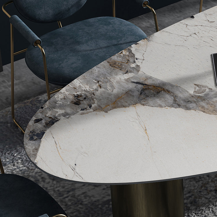 Traditional Luxury Oval Dining Table Sintered Stone Dining Table with 3 Legs Clearhalo ' dining_table' 'Dining Tables & Seating' 'Dining Tables' 'furn' 'furn_dining_table' 'Furniture' 'furniture_dining_table' 'Kitchen & Dining Furniture' 'kitchen&dining_furn' 'kitchen' 'kitchen_dining_table' 3757281