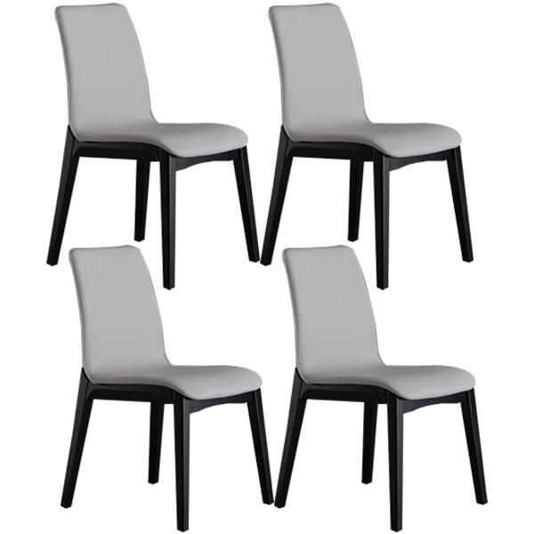 Industrial Rubberwood Solid Back Side Chair Matte Finish Leather Dining Chair with Black Legs Light Gray 4 Piece Set Clearhalo ' kitchen&dining_furn' 'Dining Chairs' 'Dining Tables & Seating' 'dining_chair' 'furn' 'furn_dining_chair' 'Furniture' 'furniture_dining_chair' 'Kitchen & Dining Furniture' 'kitchen' 3757285