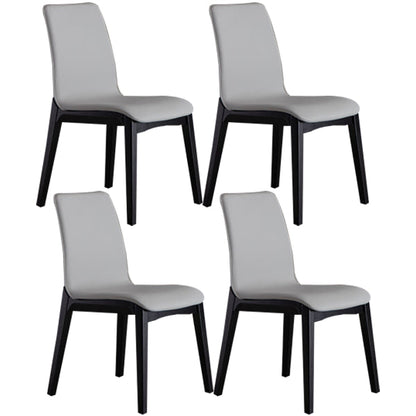 Industrial Rubberwood Solid Back Side Chair Matte Finish Leather Dining Chair with Black Legs Light Gray 4 Piece Set Clearhalo ' kitchen&dining_furn' 'Dining Chairs' 'Dining Tables & Seating' 'dining_chair' 'furn' 'furn_dining_chair' 'Furniture' 'furniture_dining_chair' 'Kitchen & Dining Furniture' 'kitchen' 3757285