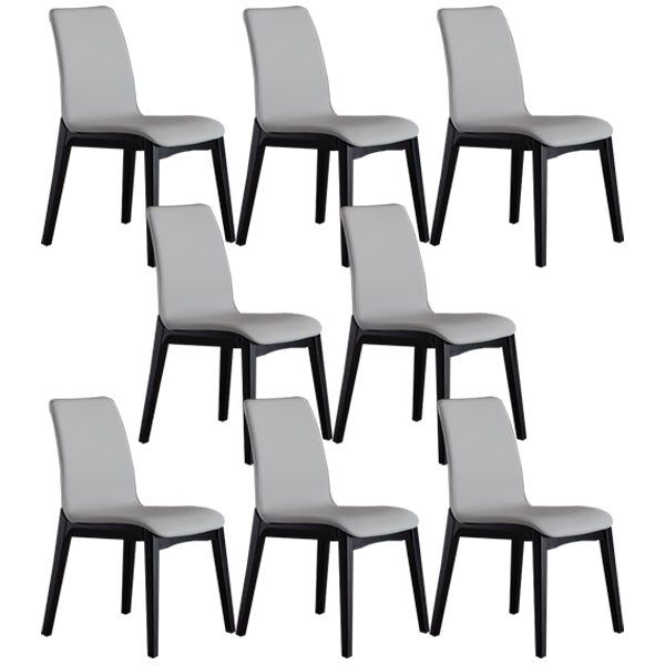 Industrial Rubberwood Solid Back Side Chair Matte Finish Leather Dining Chair with Black Legs Light Gray 8 Piece Set Clearhalo ' kitchen&dining_furn' 'Dining Chairs' 'Dining Tables & Seating' 'dining_chair' 'furn' 'furn_dining_chair' 'Furniture' 'furniture_dining_chair' 'Kitchen & Dining Furniture' 'kitchen' 3757286