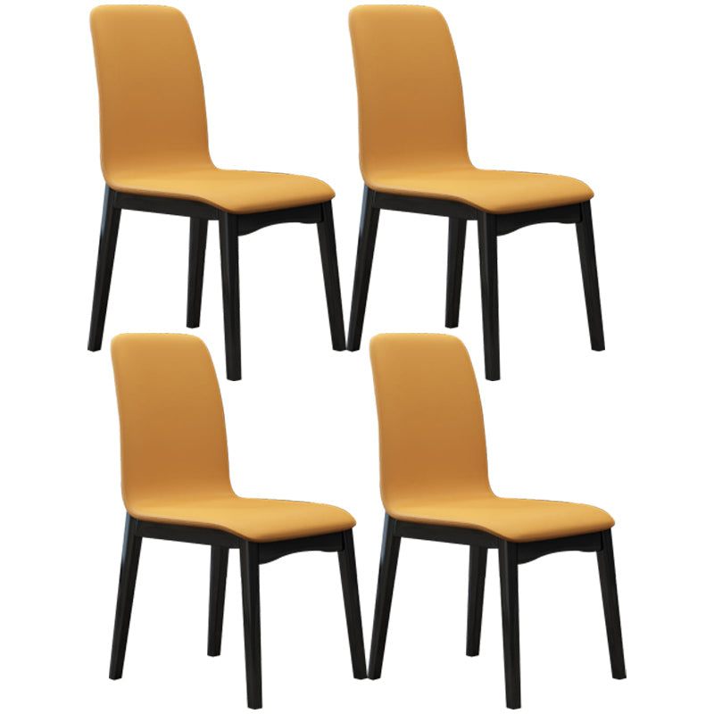 Industrial Rubberwood Solid Back Side Chair Matte Finish Leather Dining Chair with Black Legs Orange 4 Piece Set Clearhalo ' kitchen&dining_furn' 'Dining Chairs' 'Dining Tables & Seating' 'dining_chair' 'furn' 'furn_dining_chair' 'Furniture' 'furniture_dining_chair' 'Kitchen & Dining Furniture' 'kitchen' 3757288