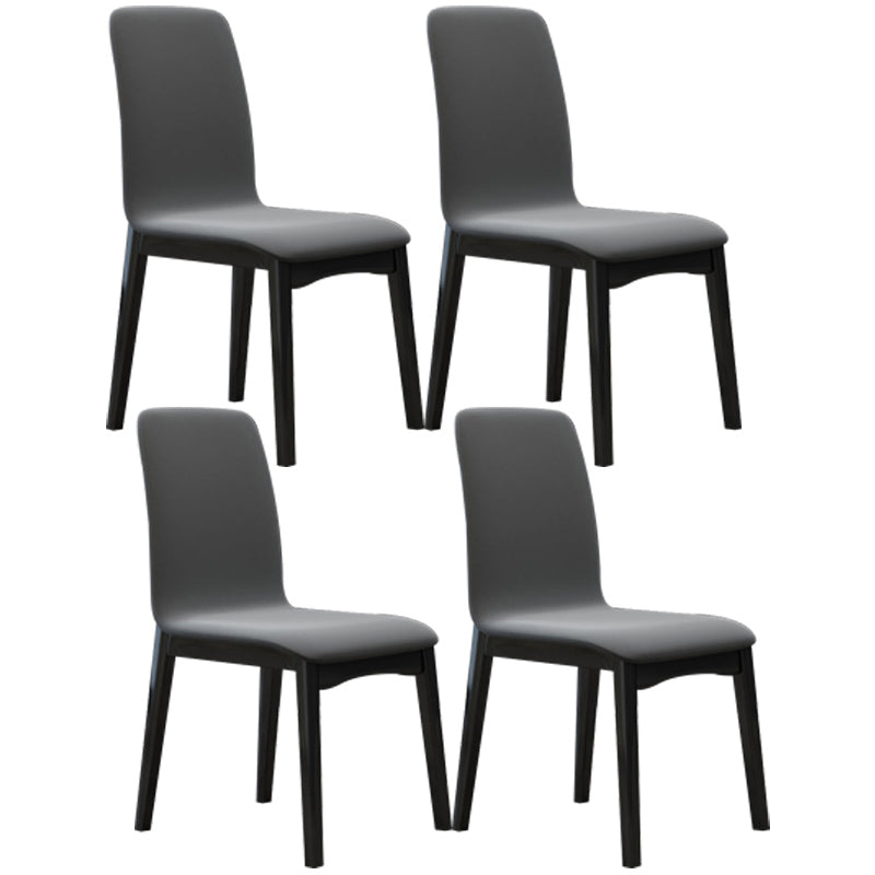Industrial Rubberwood Solid Back Side Chair Matte Finish Leather Dining Chair with Black Legs Dark Gray 4 Piece Set Clearhalo ' kitchen&dining_furn' 'Dining Chairs' 'Dining Tables & Seating' 'dining_chair' 'furn' 'furn_dining_chair' 'Furniture' 'furniture_dining_chair' 'Kitchen & Dining Furniture' 'kitchen' 3757296