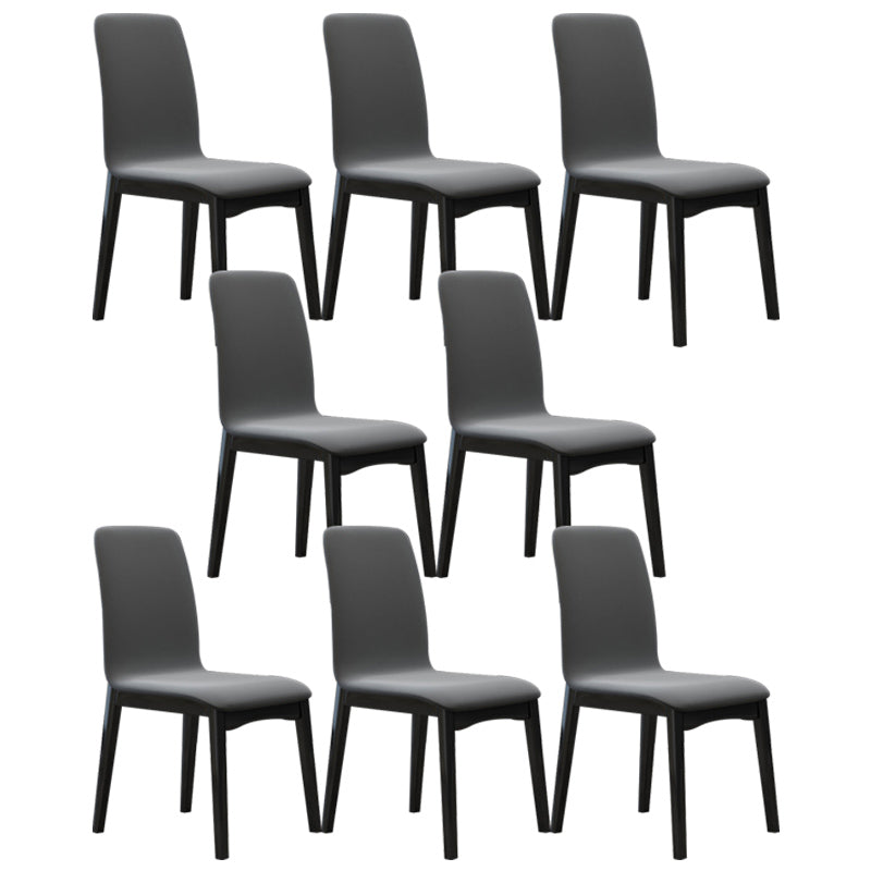 Industrial Rubberwood Solid Back Side Chair Matte Finish Leather Dining Chair with Black Legs Dark Gray 8 Piece Set Clearhalo ' kitchen&dining_furn' 'Dining Chairs' 'Dining Tables & Seating' 'dining_chair' 'furn' 'furn_dining_chair' 'Furniture' 'furniture_dining_chair' 'Kitchen & Dining Furniture' 'kitchen' 3757299
