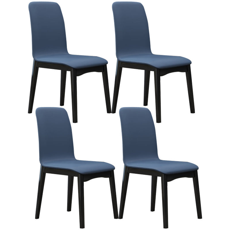 Industrial Rubberwood Solid Back Side Chair Matte Finish Leather Dining Chair with Black Legs Dark Blue 4 Piece Set Clearhalo ' kitchen&dining_furn' 'Dining Chairs' 'Dining Tables & Seating' 'dining_chair' 'furn' 'furn_dining_chair' 'Furniture' 'furniture_dining_chair' 'Kitchen & Dining Furniture' 'kitchen' 3757301