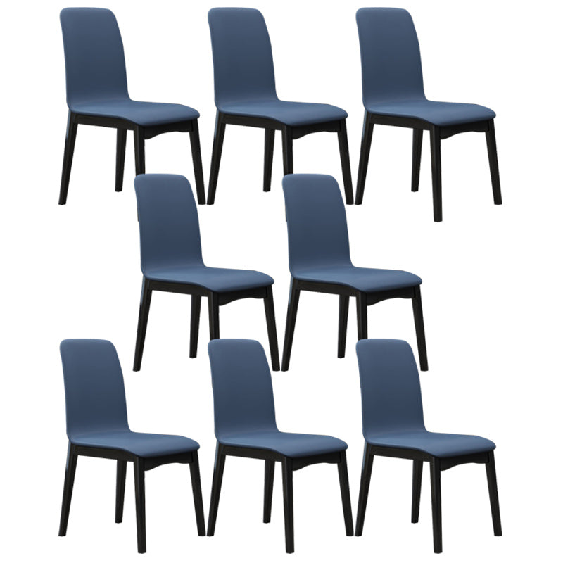 Industrial Rubberwood Solid Back Side Chair Matte Finish Leather Dining Chair with Black Legs Dark Blue 8 Piece Set Clearhalo ' kitchen&dining_furn' 'Dining Chairs' 'Dining Tables & Seating' 'dining_chair' 'furn' 'furn_dining_chair' 'Furniture' 'furniture_dining_chair' 'Kitchen & Dining Furniture' 'kitchen' 3757303