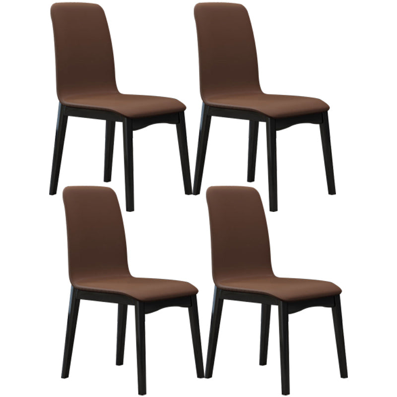 Industrial Rubberwood Solid Back Side Chair Matte Finish Leather Dining Chair with Black Legs Light Coffee 4 Piece Set Clearhalo ' kitchen&dining_furn' 'Dining Chairs' 'Dining Tables & Seating' 'dining_chair' 'furn' 'furn_dining_chair' 'Furniture' 'furniture_dining_chair' 'Kitchen & Dining Furniture' 'kitchen' 3757305