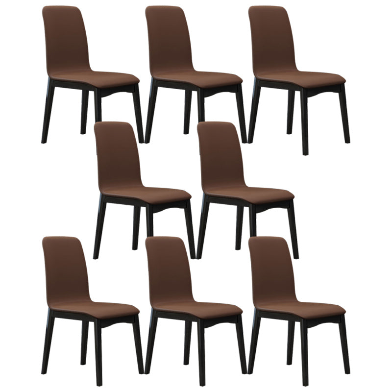 Industrial Rubberwood Solid Back Side Chair Matte Finish Leather Dining Chair with Black Legs Light Coffee 8 Piece Set Clearhalo ' kitchen&dining_furn' 'Dining Chairs' 'Dining Tables & Seating' 'dining_chair' 'furn' 'furn_dining_chair' 'Furniture' 'furniture_dining_chair' 'Kitchen & Dining Furniture' 'kitchen' 3757306