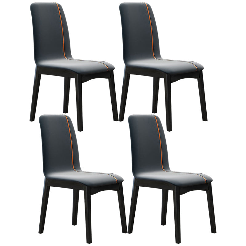 Industrial Rubberwood Solid Back Side Chair Matte Finish Leather Dining Chair with Black Legs Grey 4 Piece Set Clearhalo ' kitchen&dining_furn' 'Dining Chairs' 'Dining Tables & Seating' 'dining_chair' 'furn' 'furn_dining_chair' 'Furniture' 'furniture_dining_chair' 'Kitchen & Dining Furniture' 'kitchen' 3757307