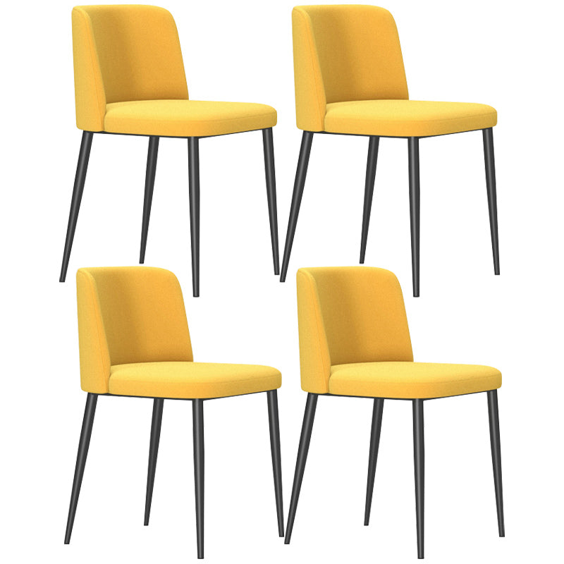 Home Scandinavian Side Chair Parsons Back Metal Upholstered Dining Room Chair Light Yellow 4 Piece Set Clearhalo ' kitchen&dining_furn' 'Dining Chairs' 'Dining Tables & Seating' 'dining_chair' 'furn' 'furn_dining_chair' 'Furniture' 'furniture_dining_chair' 'Kitchen & Dining Furniture' 'kitchen' 3757347