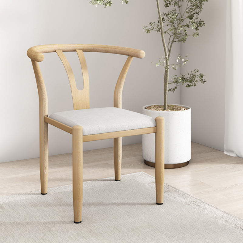 Contemporary Style Metal Chairs Fork Bone Back Arm Kitchen Dining Chair Set Textured White 1 Piece Natural Wood Clearhalo ' kitchen&dining_furn' 'Dining Chairs' 'Dining Tables & Seating' 'dining_chair' 'furn' 'furn_dining_chair' 'Furniture' 'furniture_dining_chair' 'Kitchen & Dining Furniture' 'kitchen' 3757356