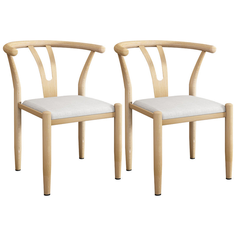 Contemporary Style Metal Chairs Fork Bone Back Arm Kitchen Dining Chair Set Textured White 2 Piece Set Natural Wood Clearhalo ' kitchen&dining_furn' 'Dining Chairs' 'Dining Tables & Seating' 'dining_chair' 'furn' 'furn_dining_chair' 'Furniture' 'furniture_dining_chair' 'Kitchen & Dining Furniture' 'kitchen' 3757358