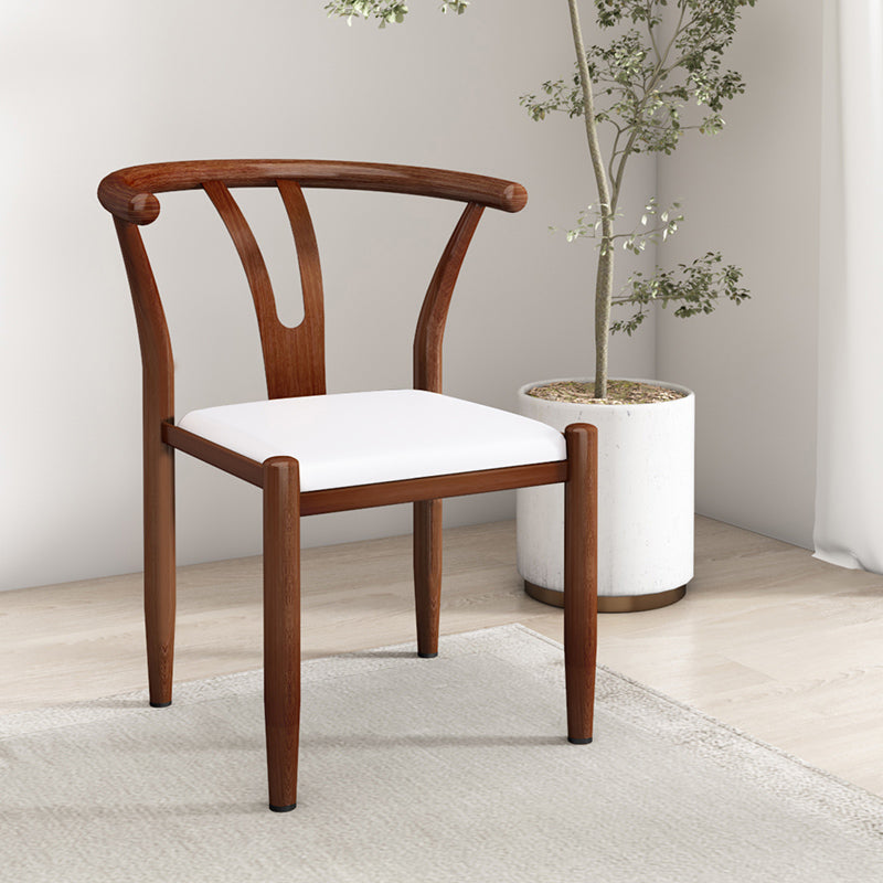 Contemporary Style Metal Chairs Fork Bone Back Arm Kitchen Dining Chair Set White 1 Piece Walnut Clearhalo ' kitchen&dining_furn' 'Dining Chairs' 'Dining Tables & Seating' 'dining_chair' 'furn' 'furn_dining_chair' 'Furniture' 'furniture_dining_chair' 'Kitchen & Dining Furniture' 'kitchen' 3757361