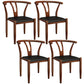 Contemporary Style Metal Chairs Fork Bone Back Arm Kitchen Dining Chair Set Black 4 Piece Set Walnut Clearhalo ' kitchen&dining_furn' 'Dining Chairs' 'Dining Tables & Seating' 'dining_chair' 'furn' 'furn_dining_chair' 'Furniture' 'furniture_dining_chair' 'Kitchen & Dining Furniture' 'kitchen' 3757372